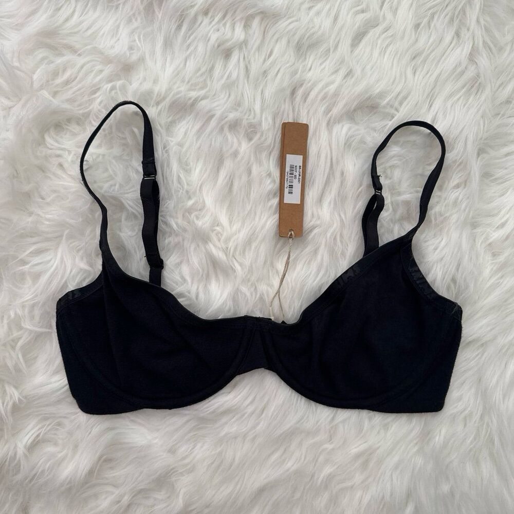 Skims Cotton Logo Demi Bra Soot Size 32D